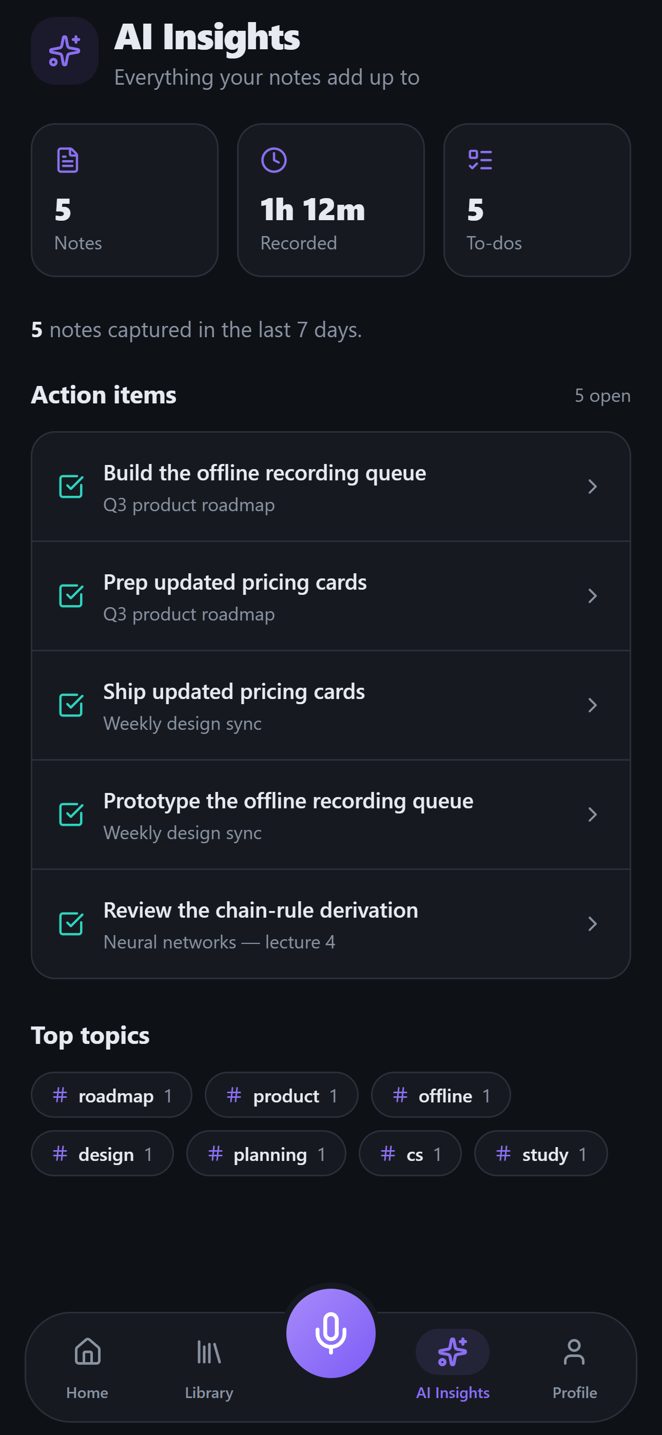 See everything your notes add up to